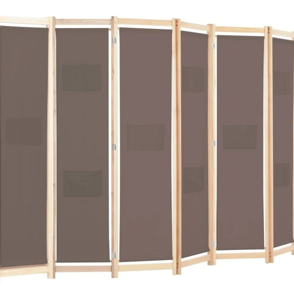 6-paneelinen tilanjakaja ruskea 240x170x4 cm kangas