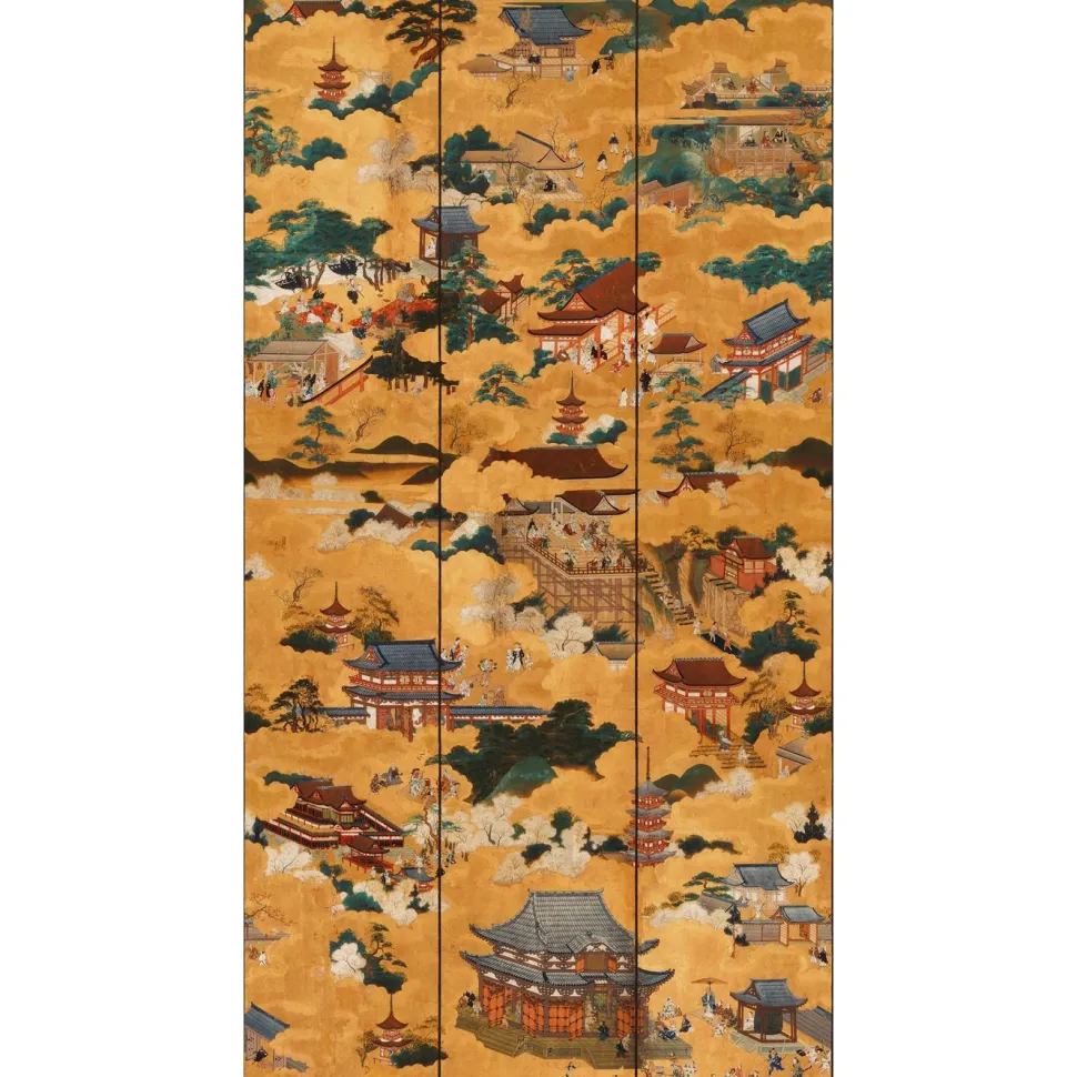 Paneelitapetti Mindthegap Floating World 1,56x3 m kulta