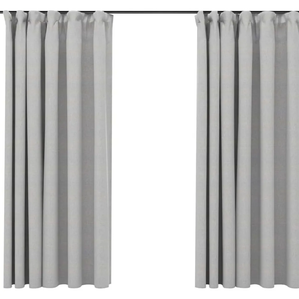 Pellavamaiset pimennysverhot koukuilla 2kpl harmaa 140x175cm