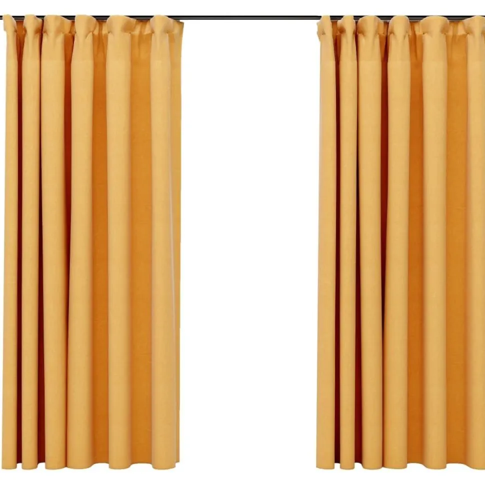 Pellavamaiset pimennysverhot koukuilla 2 kpl kelt. 140x175cm