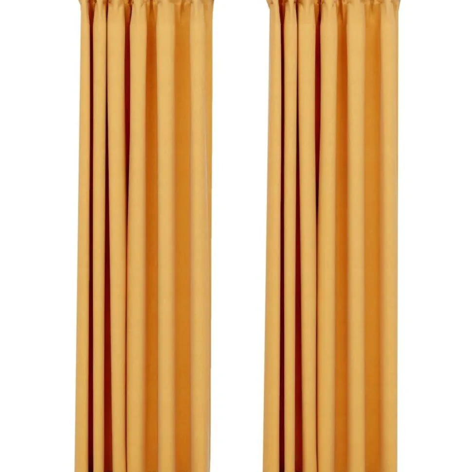 Pellavamaiset pimennysverhot koukuilla 2 kpl kelt. 140x225cm