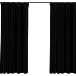 Pellavamaiset pimennysverhot koukuilla 2 kpl musta 140x175cm
