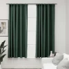 Pellavamaiset pimennysverhot koukuilla 2kpl vihreä 140x175cm