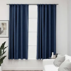 Pellavamaiset pimennysverhot koukuilla 2 kpl 140x175 cm