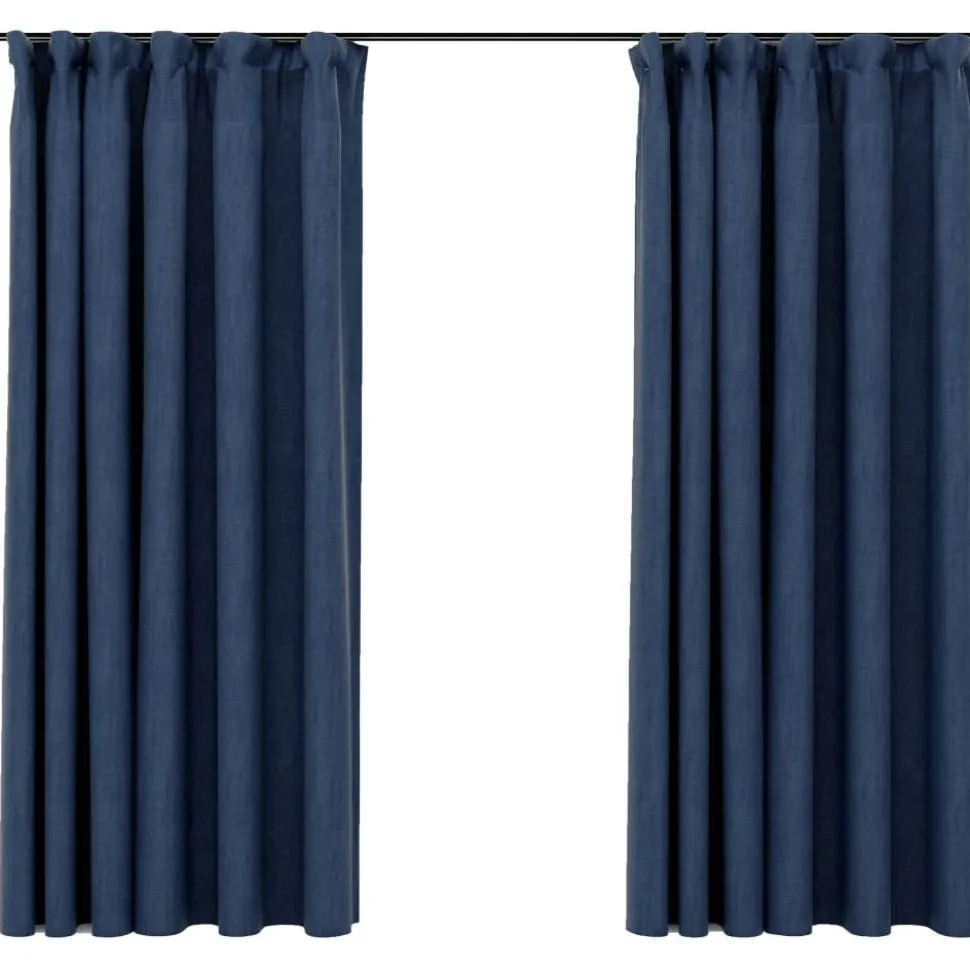 Pellavamaiset pimennysverhot koukuilla 2 kpl 140x175 cm