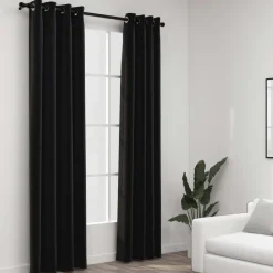 Pellavamaiset pimennysverhot 2 kpl antrasiitti 140x245 cm