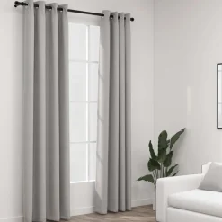 Pellavamaiset pimennysverhot renkailla 2kpl harmaa 140x225cm