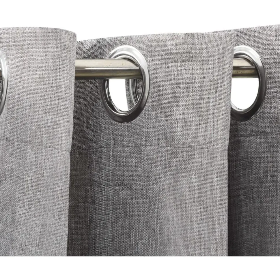 Pellavamaiset pimennysverhot renkailla 2kpl harmaa 140x225cm
