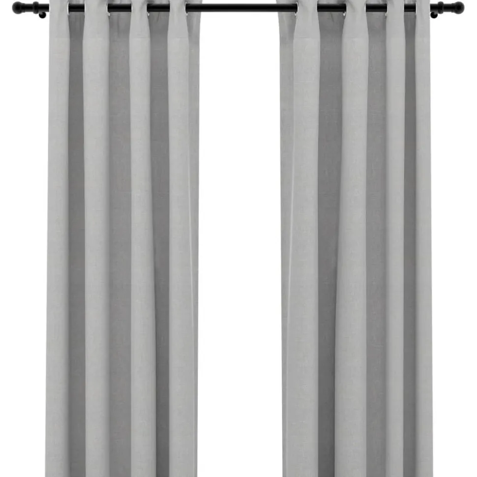 Pellavamaiset pimennysverhot renkailla 2kpl harmaa 140x175cm