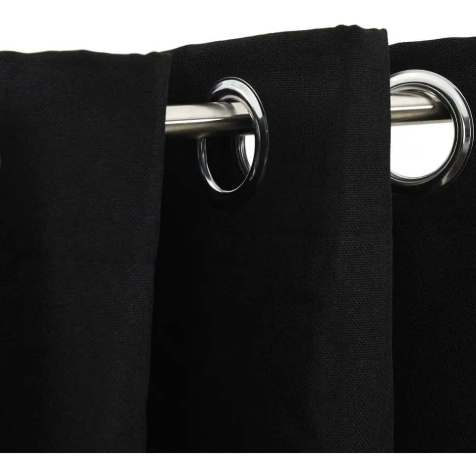 Pellavamaiset pimennysverhot renkailla 2 kpl musta 140x175cm