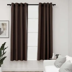 Pellavamaiset pimennysverhot renkailla 2kpl 140x175cm