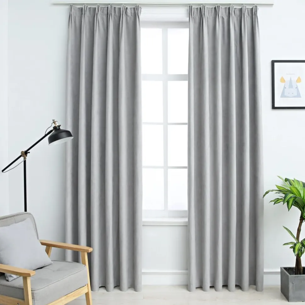 Pimennysverhot koukuilla 2 kpl harmaa 140x225 cm