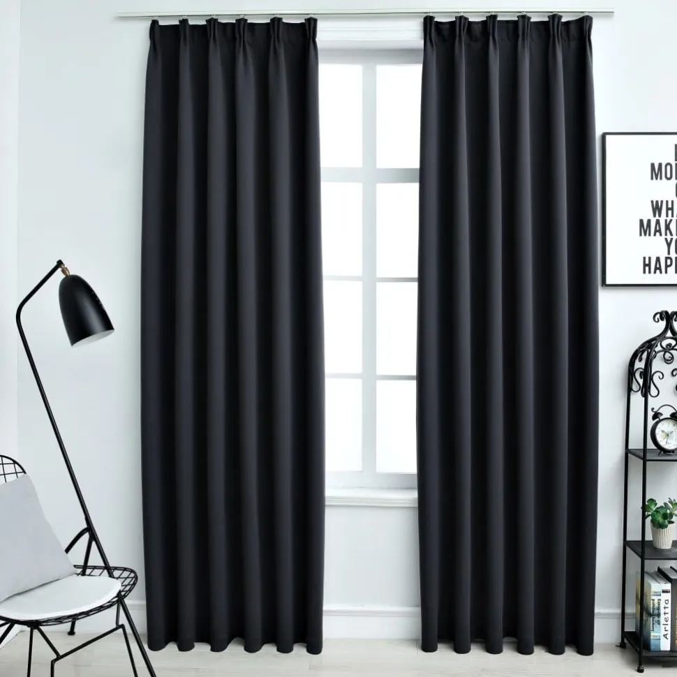 Pimennysverhot koukuilla 2 kpl musta 140x175 cm