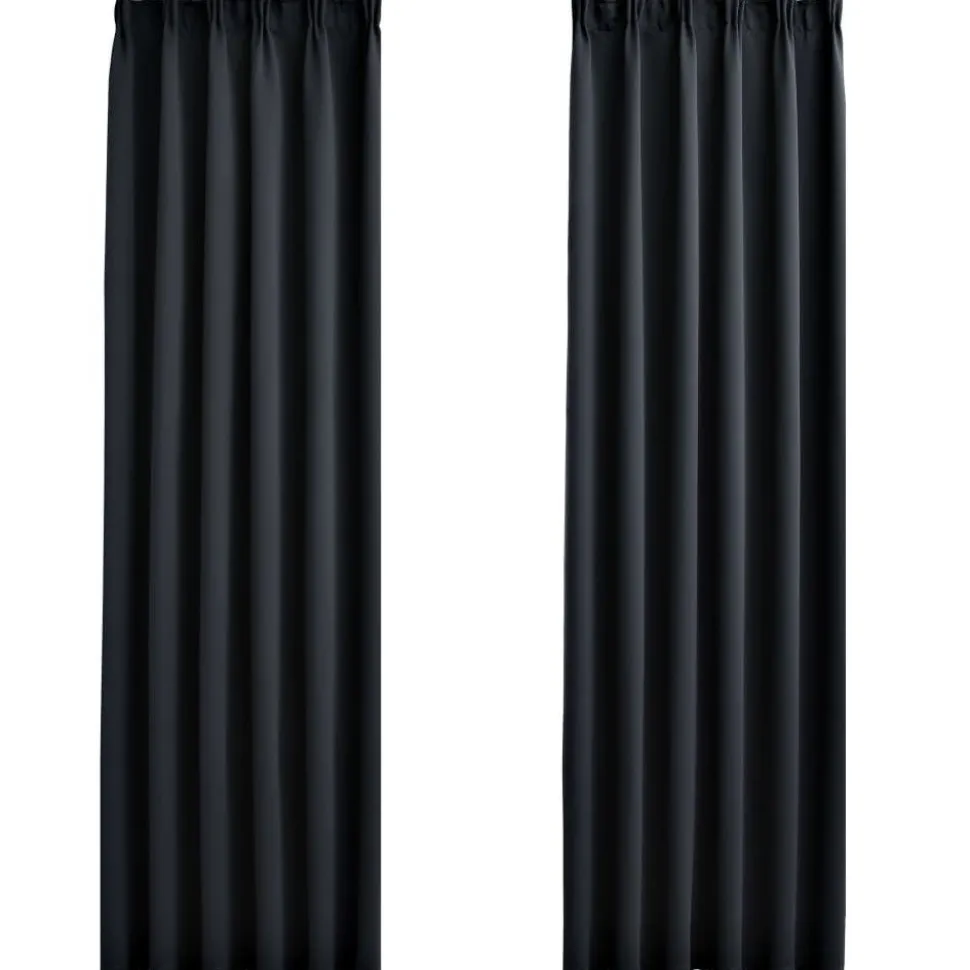 Pimennysverhot koukuilla 2 kpl musta 140x175 cm