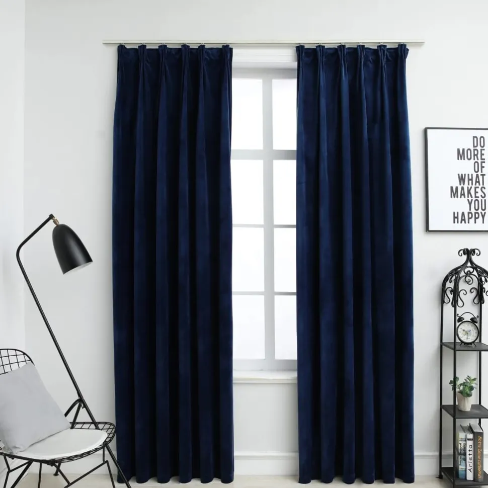 Pimennysverhot koukuilla 2kpl sametti 140x245cm