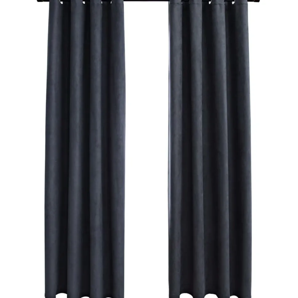 Pimennysverhot metallirenkailla 2 kpl antrasiitti 140x245 cm