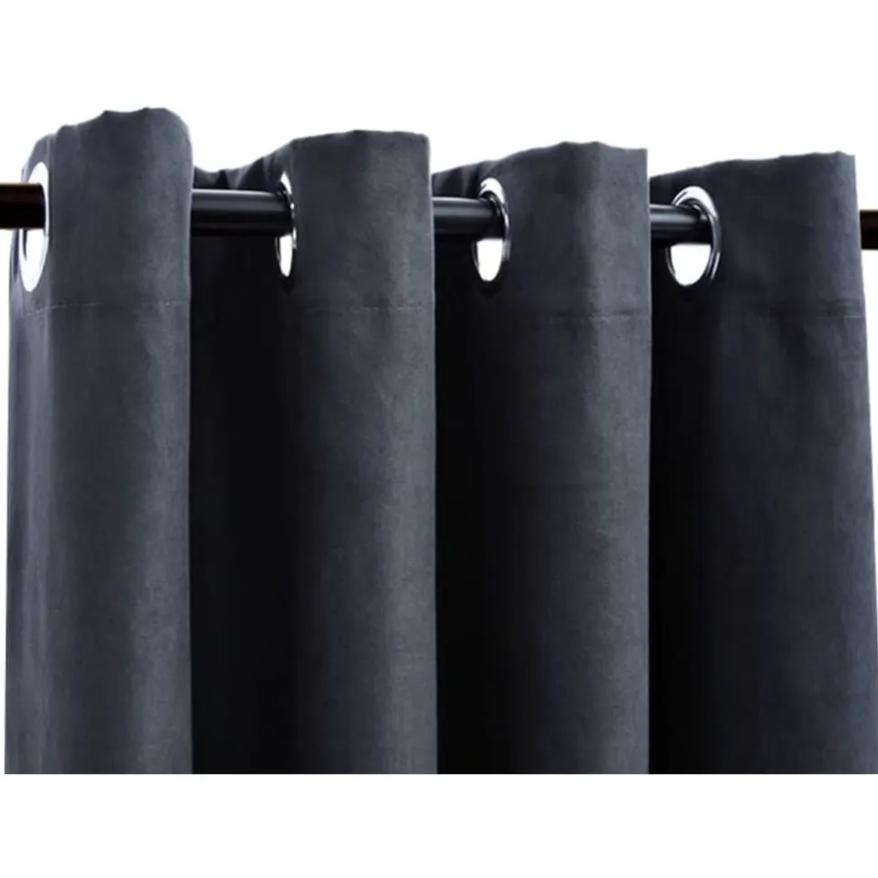 Pimennysverhot metallirenkailla 2 kpl antrasiitti 140x225 cm