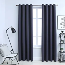 Pimennysverhot metallirenkailla 2 kpl antrasiitti 140x175cm