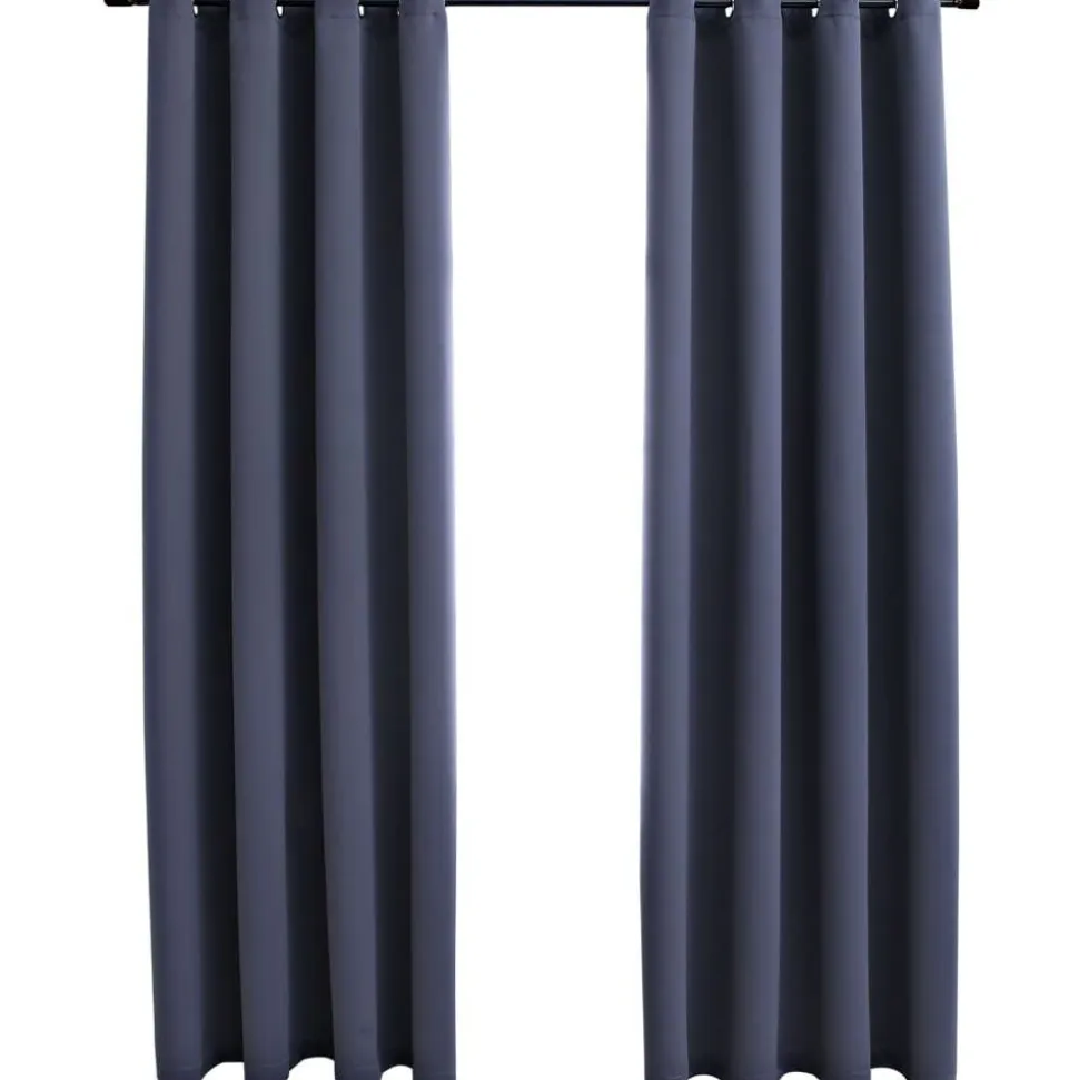 Pimennysverhot metallirenkailla 2 kpl antrasiitti 140x175cm