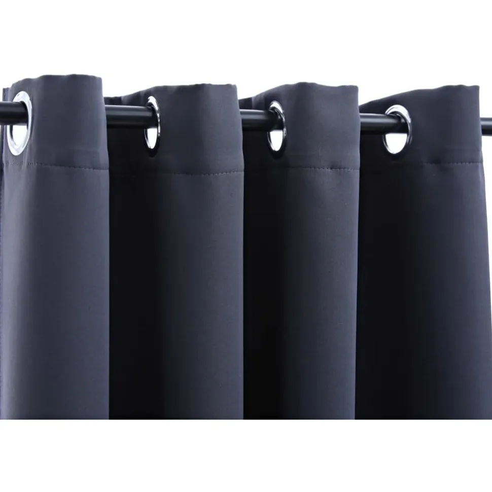 Pimennysverhot metallirenkailla 2 kpl antrasiitti 140x175cm