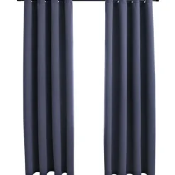 Pimennysverhot metallirenkailla 2 kpl antrasiitti 140x245cm
