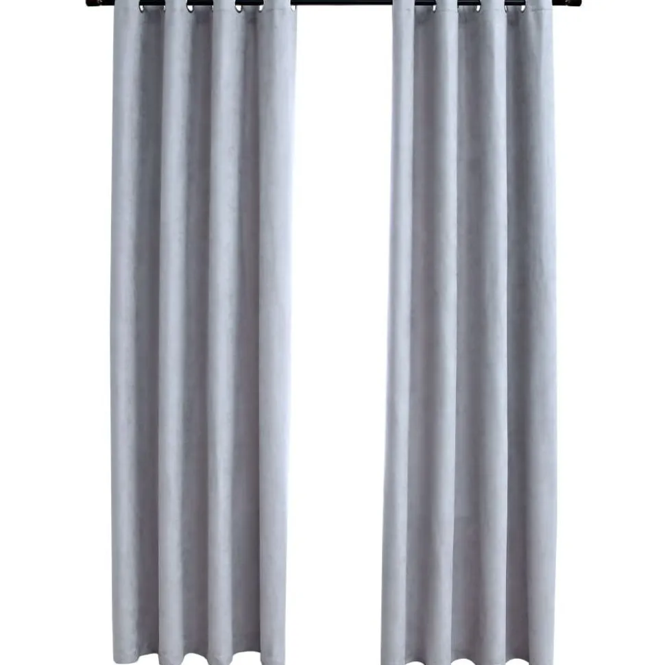 Pimennysverhot metallirenkailla 2 kpl harmaa 140x225 cm