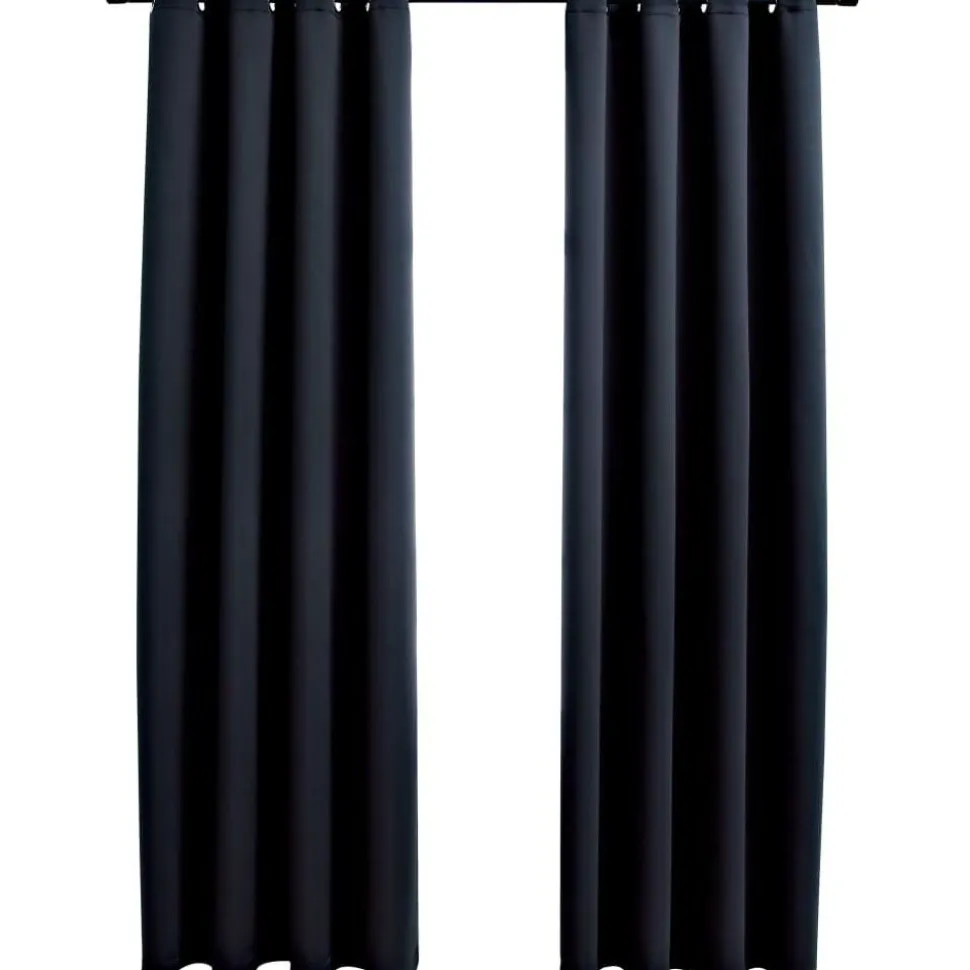 Pimennysverhot metallirenkailla 2 kpl musta 140x225 cm