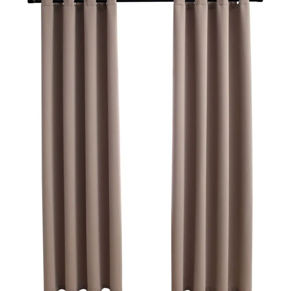 Pimennysverhot metallirenkailla 2kpl ruskeanharmaa 140x245 cm