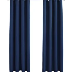 Pimennysverhot metallirenkailla 2 kpl sininen 140x225 cm