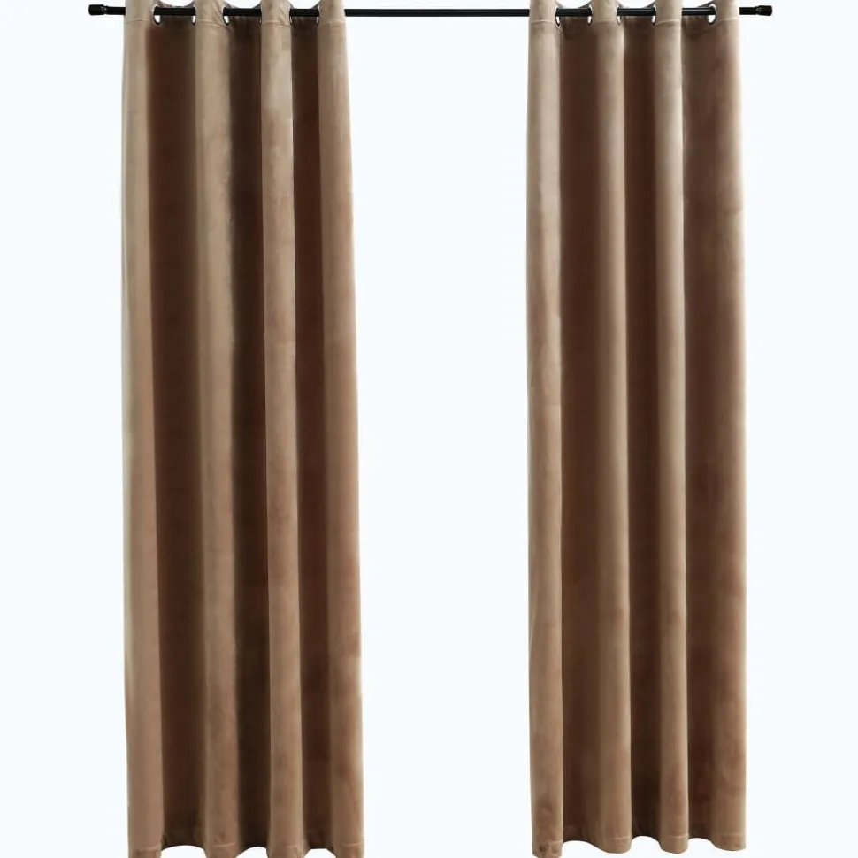 Pimennysverhot renkailla 2 kpl sametti beige 140x245 cm