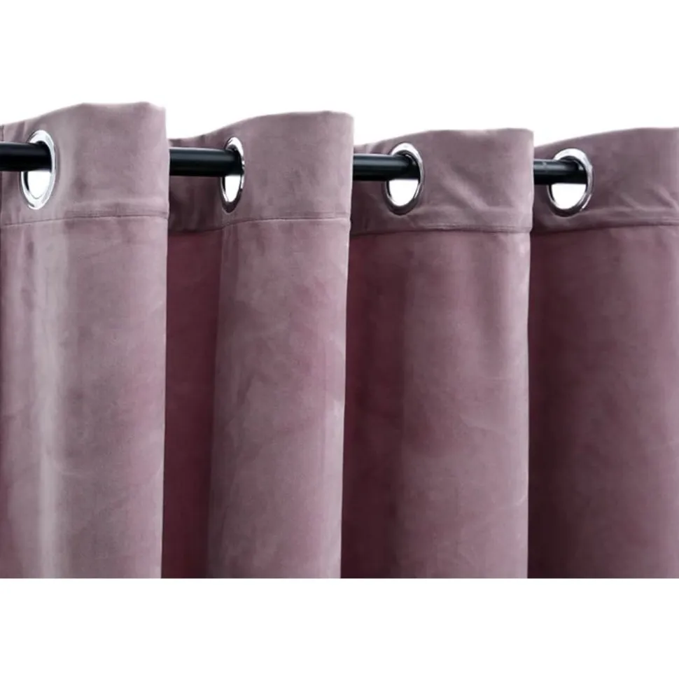 Pimennysverhot renkailla 2 kpl sametti pinkki 140x245 cm