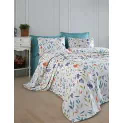 Päiväpeitto Linento Floral, 160x235cm, liila
