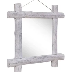 Pölkkypeili valkoinen 70x70 cm täysi kierrätetty puu