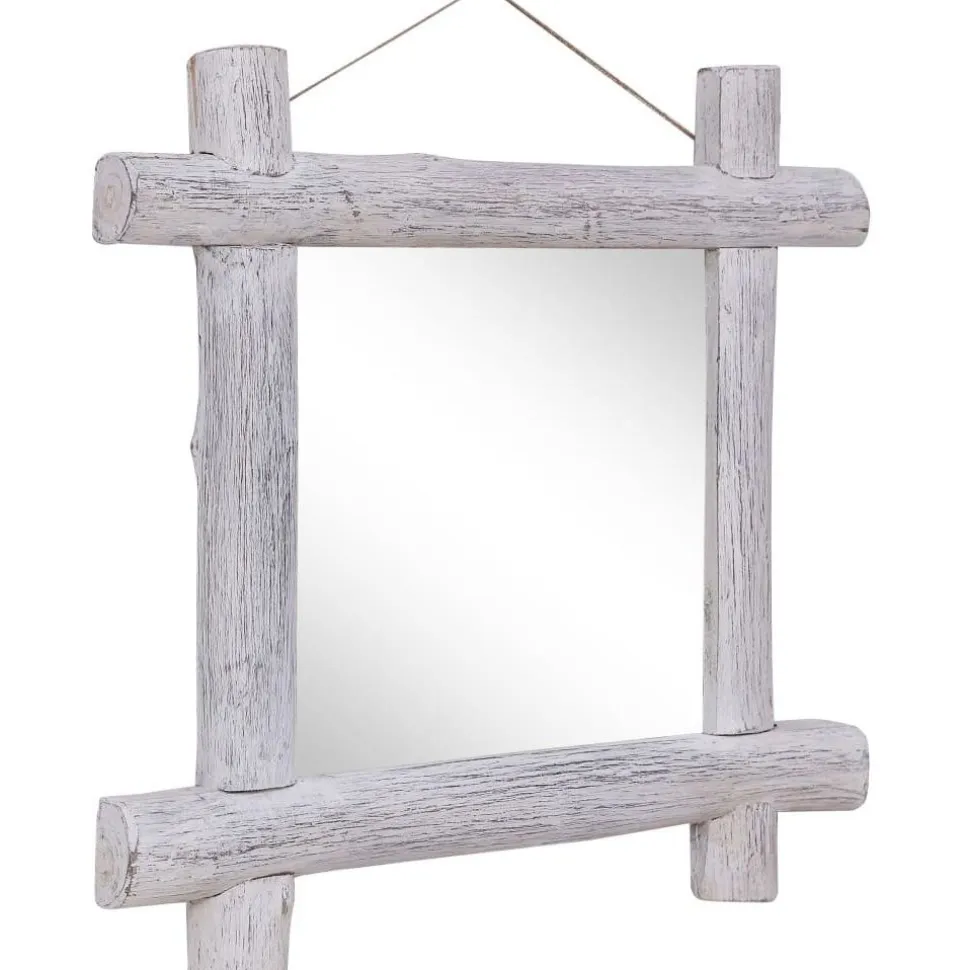 Pölkkypeili valkoinen 70x70 cm täysi kierrätetty puu