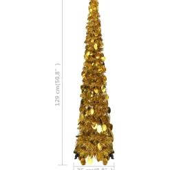 Pop-up tekojoulukuusi kullanvärinen, 129cm, PET