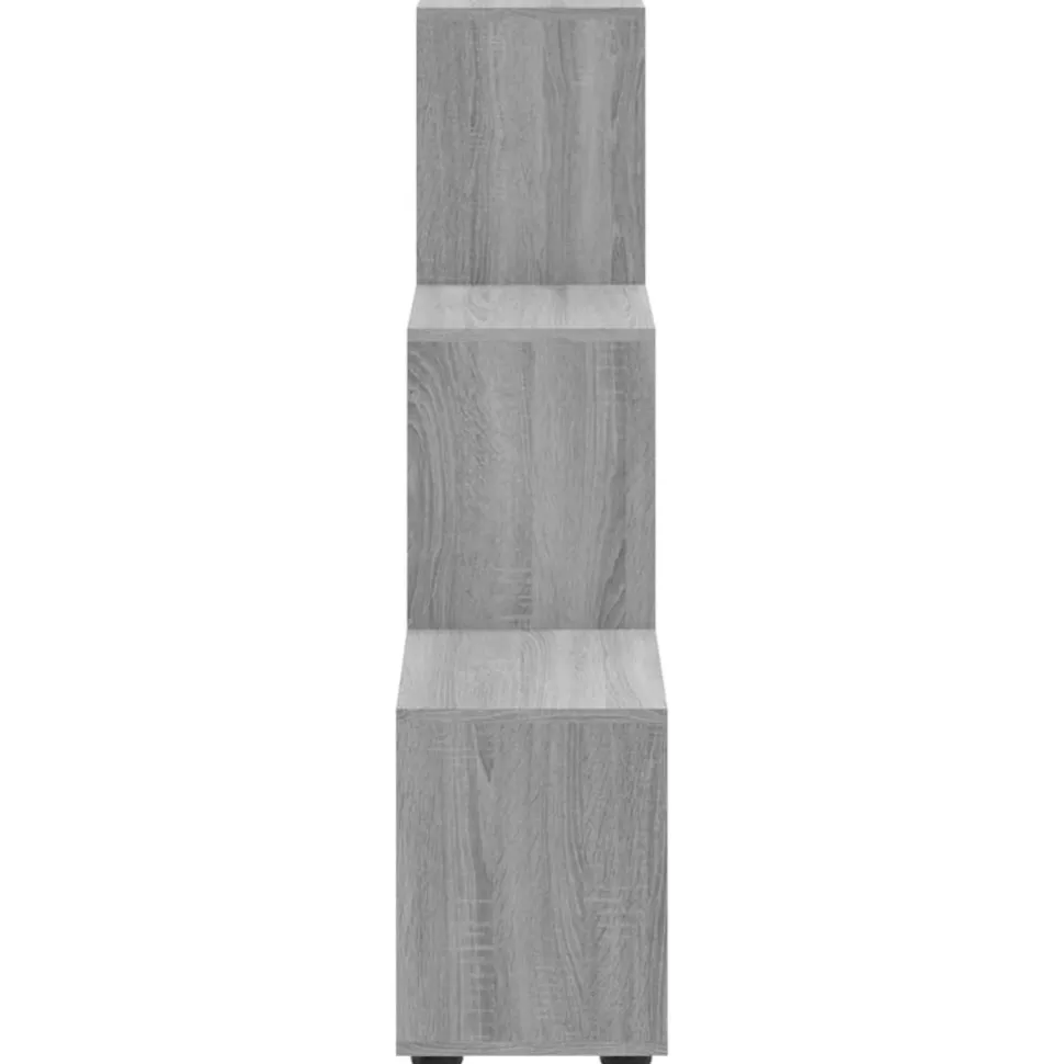 Porraskirjahylly 107 cm tekninen puu harmaa