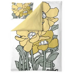 Pussilakanasetti Vallila Olivia, 150x210cm, keltainen/salvia