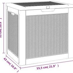 Puutarhan säilytysarkku 55,5x43x53 cm, vaaleanruskea, polypropeeni