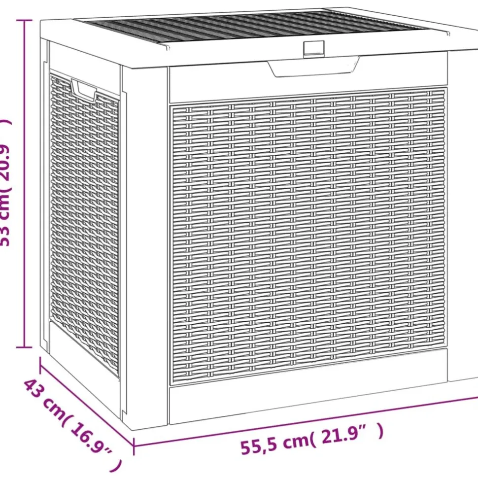 Puutarhan säilytysarkku 55,5x43x53 cm, vaaleanruskea, polypropeeni