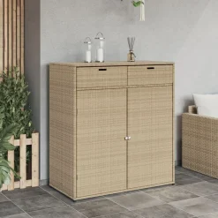 Puutarhan säilytyskaappi beige 105x55x113 cm polyrottinki