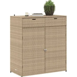 Puutarhan säilytyskaappi beige 105x55x113 cm polyrottinki