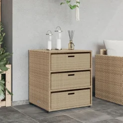 Puutarhan säilytyskaappi beige 55x59x69 cm polyrottinki