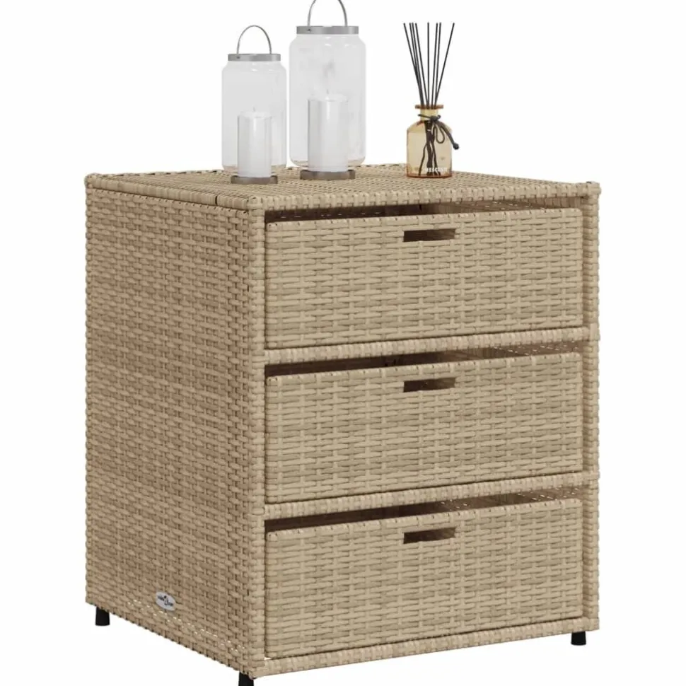 Puutarhan säilytyskaappi beige 55x59x69 cm polyrottinki
