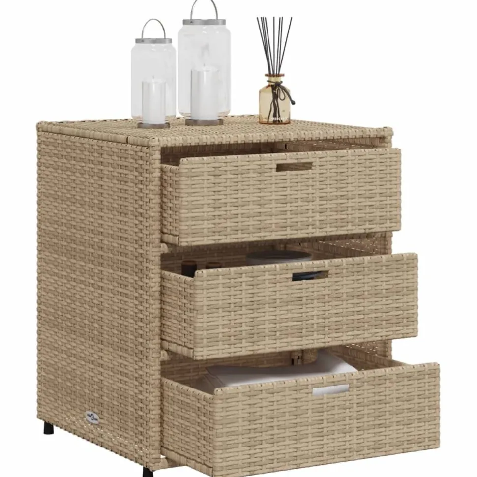 Puutarhan säilytyskaappi beige 55x59x69 cm polyrottinki