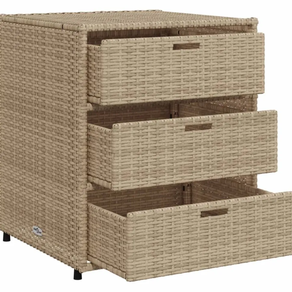 Puutarhan säilytyskaappi beige 55x59x69 cm polyrottinki