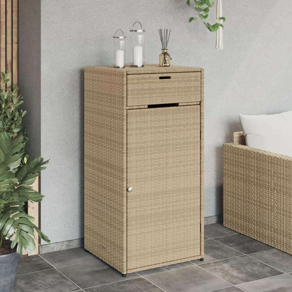 Puutarhan säilytyskaappi beige 55x55x111 cm polyrottinki