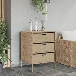 Puutarhan säilytyskaappi beige 55x59x80 cm polyrottinki
