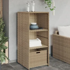Puutarhan säilytyskaappi beige 50x55x115 cm polyrottinki