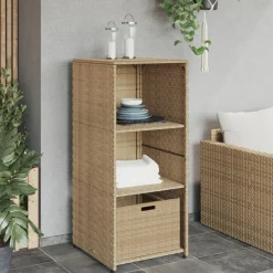 Puutarhan säilytyskaappi beige 50x55x115 cm polyrottinki