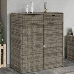 Puutarhan säilytyskaappi harmaa 105x55x113 cm polyrottinki